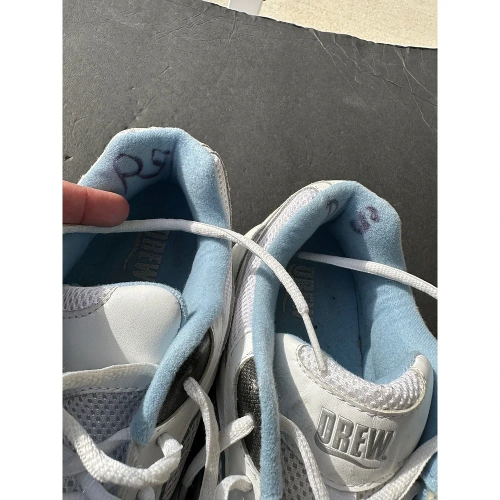 Drew Women's Walking Shoes‎ White Blue Mesh Leather Athletic Sneakers size 8W